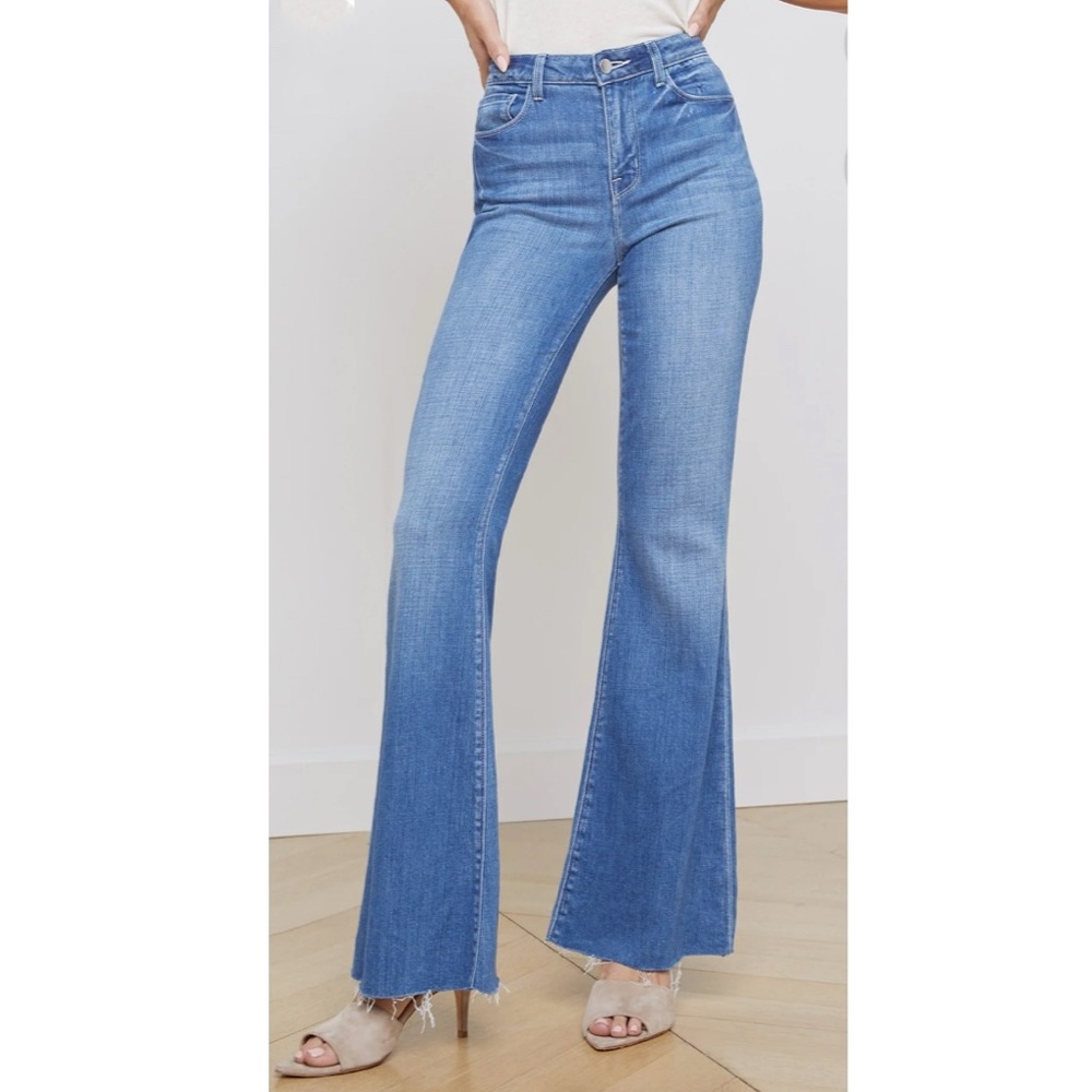 L’Agence Sera High Rise Flare Jeans in Bordello. - Picture 2 of 13